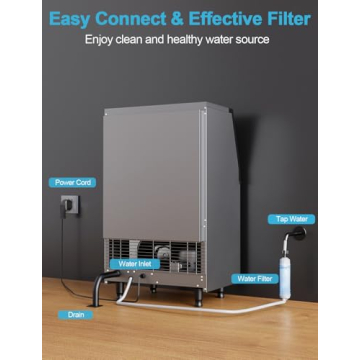 Coolski Commercial Ice Maker Machine, 100 lbs/24H Under Counter Ice Machine with 34lbs Ice Storage, Stainless Steel Freestanding Ice Makers for Home Bar Restaurant Outdoor, 45 Ice Cubes