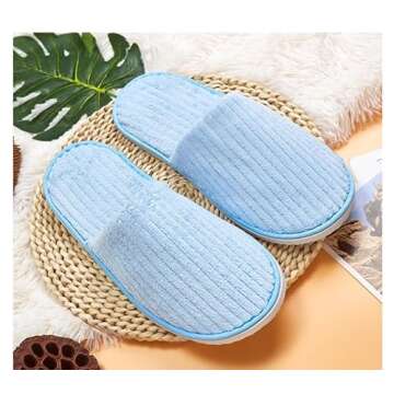 Maeline Bulk 6 Pair Disposable Home Slippers for Family Spa Guests Hotels Office - Mixed Slippers Home Party, Housewarming, Soft Fleece, Closed Toe, Multi, 9-13 Women/7-11 Men