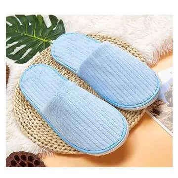 Maeline Bulk 6 Pair Disposable Home Slippers for Family Spa Guests Hotels Office - Mixed Slippers Home Party, Housewarming, Soft Fleece, Closed Toe, Multi, 9-13 Women/7-11 Men