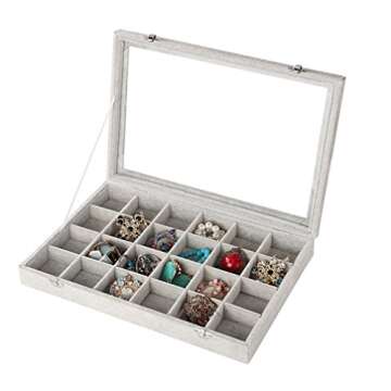 Wudygirl Jewelry Organizer Velvet Jewelry Tray 24 Grid Jewelry Box Earring Holder Organizer Removabl...