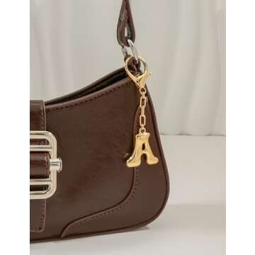 WOWORAMA Chunky Initial Letter Keychain for Women Gold Bubble Letter A Bag Charm Purse Charms for Handbags Personalized Keyrings Accessories A