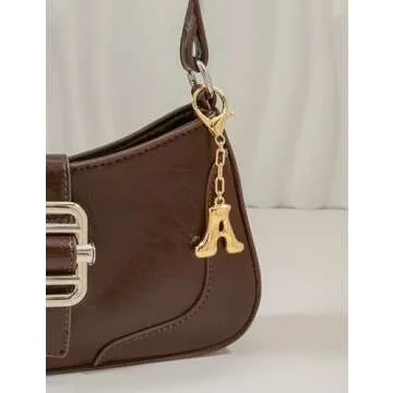 WOWORAMA Chunky Initial Letter Keychain for Women Gold Bubble Letter A Bag Charm Purse Charms for Handbags Personalized Keyrings Accessories A