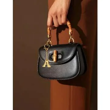 WOWORAMA Chunky Initial Letter Keychain for Women Gold Bubble Letter A Bag Charm Purse Charms for Handbags Personalized Keyrings Accessories A