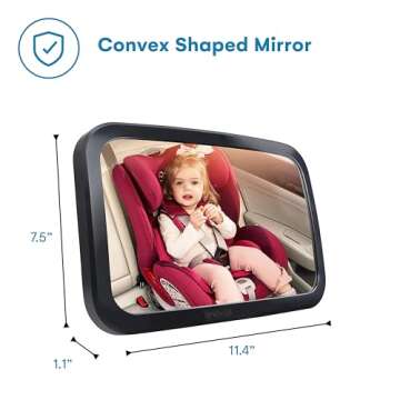Enovoe Baby Car Mirror with Cleaning Cloth - Wide Convex Back Seat Baby Mirror is Shatterproof and Adjustable - 360 Swivel Rear Facing Car Seats Mirror Helps Keep an Eye on Your Infant car baby mirror