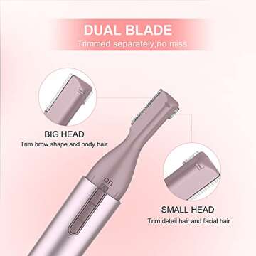 TOUCHBeauty Facial Hair Trimmer Eyebrow Shaper Wet & Dry Hair Removal for Face Legs Battery Powered Upgraded(Rose Gold)