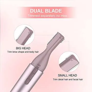 TOUCHBeauty Facial Hair Trimmer Eyebrow Shaper Wet & Dry Hair Removal for Face Legs Battery Powered Upgraded(Rose Gold)