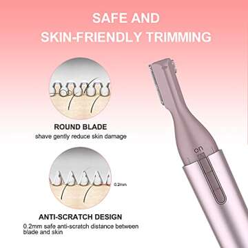 TOUCHBeauty Facial Hair Trimmer Eyebrow Shaper Wet & Dry Hair Removal for Face Legs Battery Powered Upgraded(Rose Gold)
