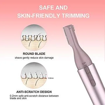 TOUCHBeauty Facial Hair Trimmer Eyebrow Shaper Wet & Dry Hair Removal for Face Legs Battery Powered Upgraded(Rose Gold)