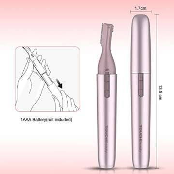 TOUCHBeauty Facial Hair Trimmer Eyebrow Shaper Wet & Dry Hair Removal for Face Legs Battery Powered Upgraded(Rose Gold)