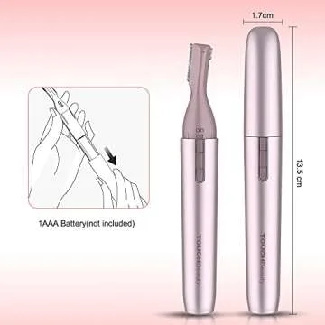 TOUCHBeauty Facial Hair Trimmer Eyebrow Shaper Wet & Dry Hair Removal for Face Legs Battery Powered Upgraded(Rose Gold)