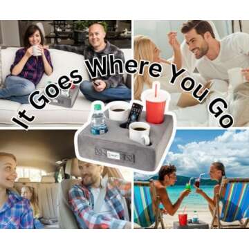 The Original Cup Cozy Pillow Gray-As Seen on TV-The World's Best Couch/Bed/Car Cup Holder for Drinks...