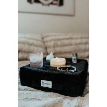 The Original Cup Cozy Pillow Gray-As Seen on TV-The World's Best Couch/Bed/Car Cup Holder for Drinks/Snacks/Remotes! (Black, 5 Hole)