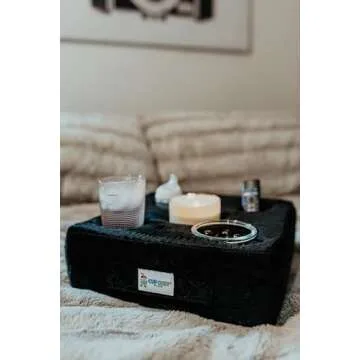The Original Cup Cozy Pillow Gray-As Seen on TV-The World's Best Couch/Bed/Car Cup Holder for Drinks/Snacks/Remotes! (Black, 5 Hole)
