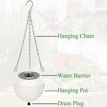 Foraineam 10 Pack Mini Hanging Planters Garden Self-Watering Flower Plant Pot Container Succulent Planter Pots with Hanging Chain