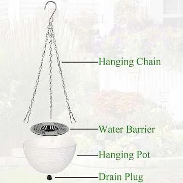 Foraineam 10 Pack Mini Hanging Planters Garden Self-Watering Flower Plant Pot Container Succulent Planter Pots with Hanging Chain