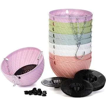 Foraineam 10 Pack Mini Hanging Planters Garden Self-Watering Flower Plant Pot Container Succulent Planter Pots with Hanging Chain
