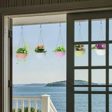Foraineam 10 Pack Mini Hanging Planters Garden Self-Watering Flower Plant Pot Container Succulent Planter Pots with Hanging Chain