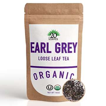 Earl Grey Loose Leaf Black Tea - Organic Ceylon Pekoe and Bergamot - 1LB Resealable Pouch