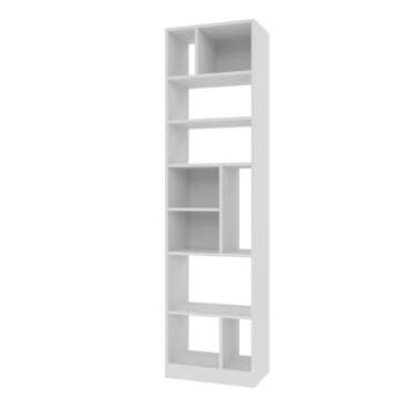 Manhattan Comfort Valenca 4.0 Bookcase with 10 Unique Shelves, 70-Inch Tall, Space-Saving Mid Century Modern Bookshelf with Open Design, Free Standing Narrow Storage, Easy Assembly, White