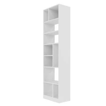 Manhattan Comfort Valenca 4.0 Bookcase with 10 Unique Shelves, 70-Inch Tall, Space-Saving Mid Century Modern Bookshelf with Open Design, Free Standing Narrow Storage, Easy Assembly, White
