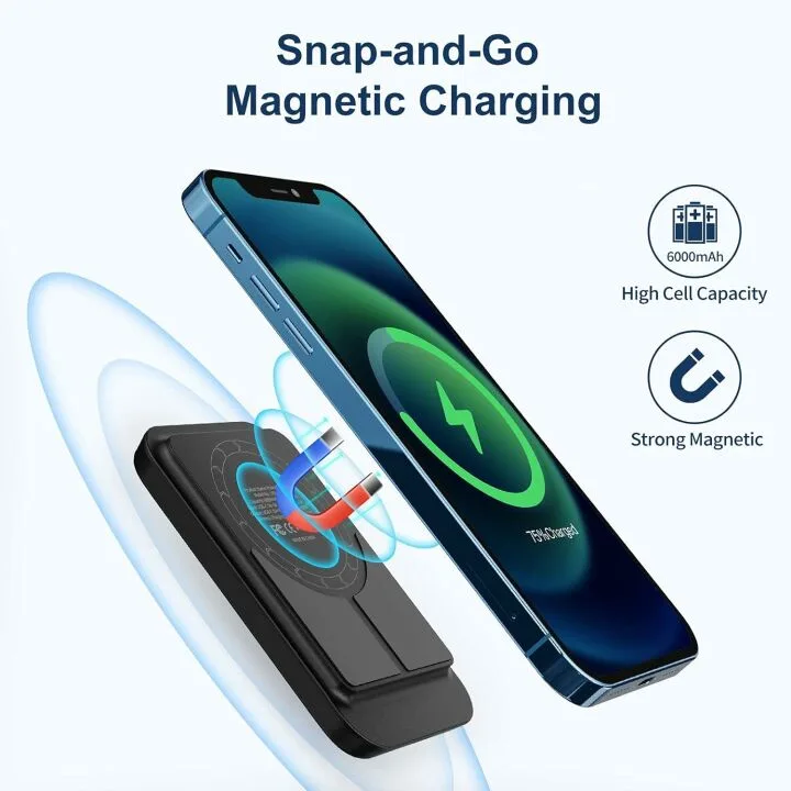 Magnetic 6000mAh Power Bank for iPhone 15/14/13/12