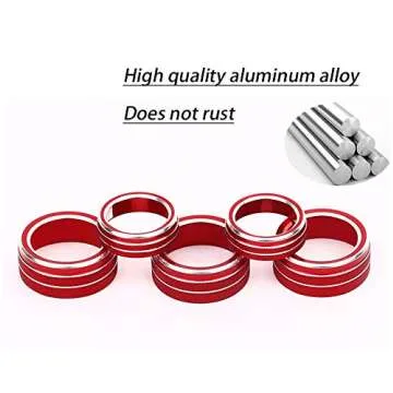 GeeGeeTop Aluminum Centre Console Sound Volume Knob Cover Compatible with 10th Honda Accord Sedan Sport EX EX-L LX 2018-2020 Car AC Air Conditioning Knob Ring Cover Trim 5PCS (Red)