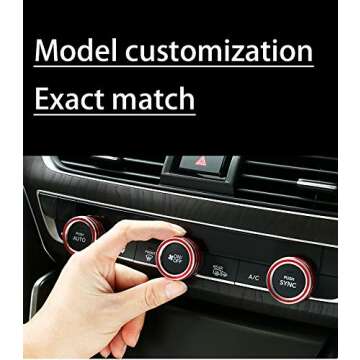 GeeGeeTop Aluminum Centre Console Sound Volume Knob Cover Compatible with 10th Honda Accord Sedan Sport EX EX-L LX 2018-2020 Car AC Air Conditioning Knob Ring Cover Trim 5PCS (Red)