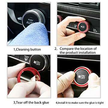 GeeGeeTop Aluminum Centre Console Sound Volume Knob Cover Compatible with 10th Honda Accord Sedan Sport EX EX-L LX 2018-2020 Car AC Air Conditioning Knob Ring Cover Trim 5PCS (Red)