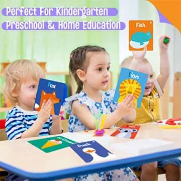 50 PCS Kid First Cognitive Flashcards,Double Sided Printed 7 in 1 Colorful Cards Alphabet,Numbers, Foods,Animals,Shapes,Colors with 3 Reclosable Rings,Learning Tool for Pre-K Kindergarten Toddlers