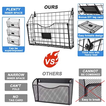 X-cosrack 3-Tier Hanging Wall Files Rack for Organizing