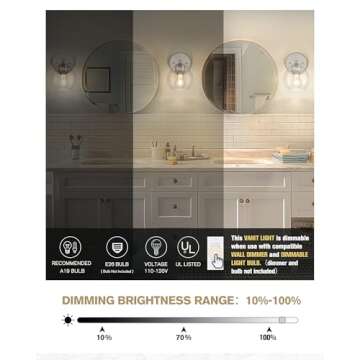 Emak Brushed Nickel Sconces Wall Decor Set of 2, Globe Wall Lamp with Clear Glass Shade, Modern Bath...