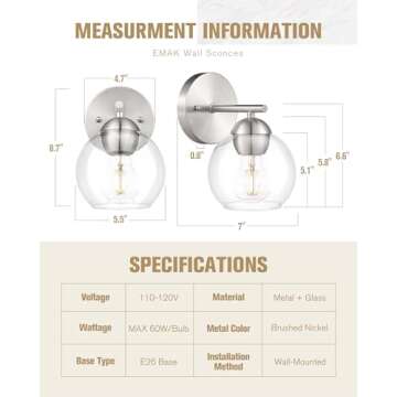 Emak Modern Brushed Nickel Wall Sconces Set of 2