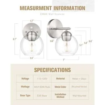 Emak Modern Brushed Nickel Wall Sconces Set of 2