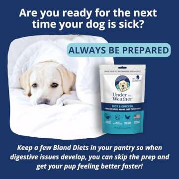 Under the Weather Bland Diet for Dogs | Easy to Digest for Sick Dogs | Always Be Ready | Contains Electrolytes - All Natural Freeze Dried 100% Human Grade Meats | 1 Pack - Chicken, Rice - 6oz