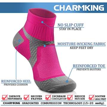 CHARMKING Graduated Compression Socks for Women & Men Circulation 15-20 mmHg is Best for Athletic, Running, Flight Travel, Pregnant, Cycling (Multi 02,L/XL)