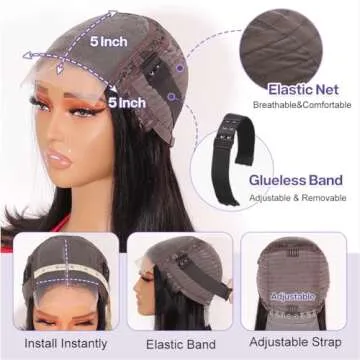 Ailwelia Wear and Go Glueless Wig Bob Wig Human Hair 200% Density 5x5 HD Lace Closure Wigs Human Hair Wigs For Black Women Human Hair Glueless Wigs 5x5 Closure Wigs Human Hair Pre Plucked Bob 14 Inch