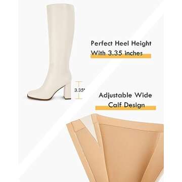 Coutgo Women's Wide Calf Knee High Boots for Style & Comfort