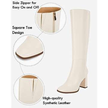 Coutgo Women's Wide Calf Knee High Boots for Style & Comfort