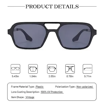 COASION Vintage 70s Aviator Sunglasses with UV400 Protection