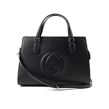 Gucci Soho Leather Satchel Tote Stylish Black Shoulder Bag