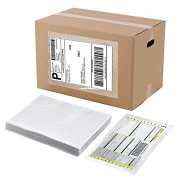 RyhamPaper Packing List Envelopes, Clear 7.5" x 5.5" Self Adhesive Shipping Labels Envelope Pouches ...
