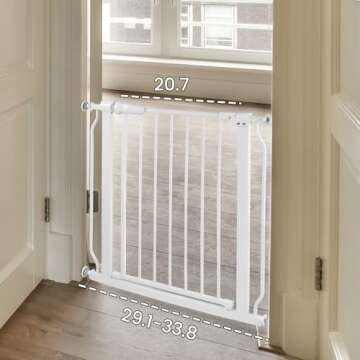 BalanceFrom Easy Walk-Thru Safety Gate for Doorways and Stairways with Auto-Close/Hold-Open Features, 30-Inch Tall, Fits 29.1 - 33.8 Inch Openings, White
