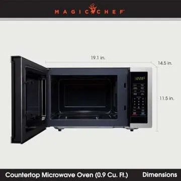 Magic Chef Countertop Microwave - Compact 900 Watts in Stainless Steel
