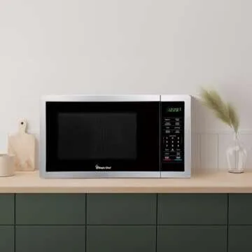 Magic Chef 0.9 Cu Ft Microwave, 900 Watt, Stainless Steel