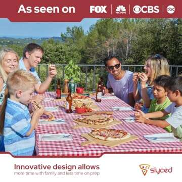 Slyced Wood Pizza Peel Rack, Includes 4 x 12 Inch Non-Stick Bamboo Pizza Boards - Innovative Design Allows You To Prep, Cook and Serve 4 Pizzas in 10 Mins - Real Wood Pizza Paddle Stand