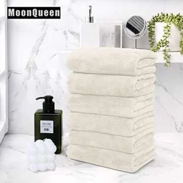 MOONQUEEN 6 Pack Premium Hand Towels - Quick Drying - Microfiber Coral Velvet Highly Absorbent Towels - Multipurpose Use as Hotel, Bathroom, Shower, Spa, Hand Towel 16 x 28 inches (Cream)
