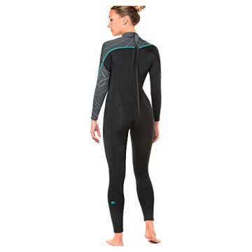 BARE 3/2MM Women's Elate Full Wetsuit | Comfortable high Stretch Neoprene Material | Long Sleeve | Great for All Watersports, Scuba Diving and Snorkeling | Grey 06
