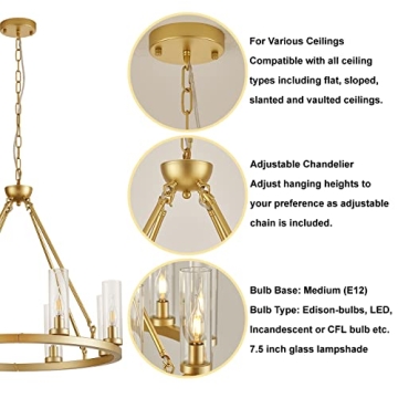 Uboxin Chandelier: Elegant 8-Light Farmhouse Fixture
