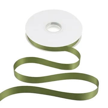 DINDOSAL Moss Green Satin Double Face Ribbon 5/8 inch