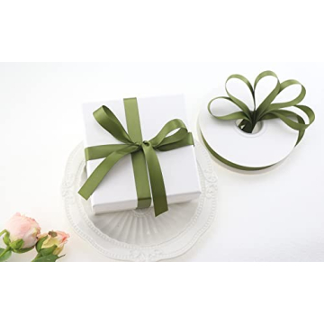 DINDOSAL Moss Green Satin Double Face Ribbon 5/8 inch